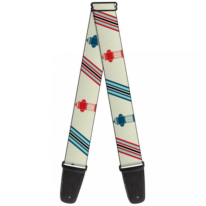 Guitar Strap - Fire Hydrants/Stripes Tan/Blues/Reds