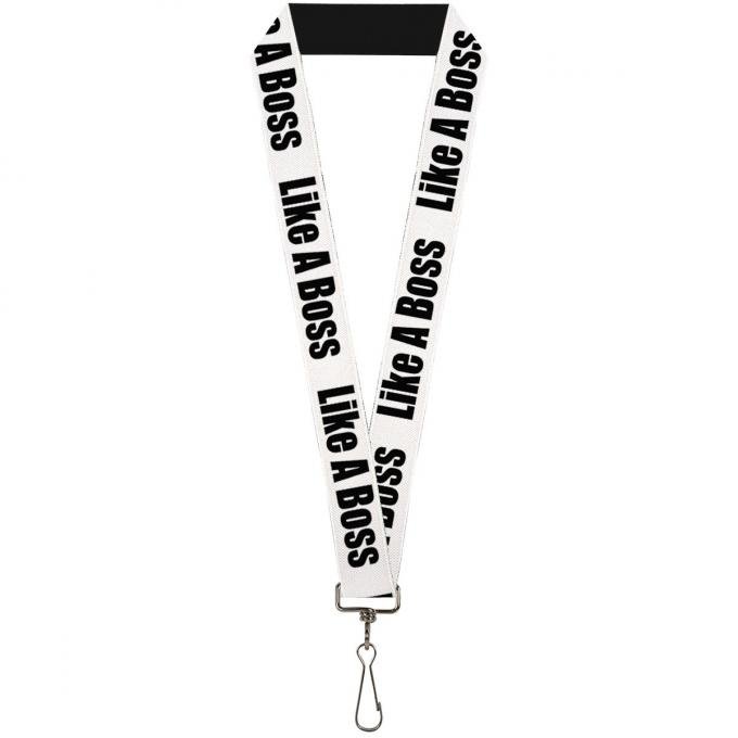 Buckle-Down Lanyard - LIKE A BOSS White/Black