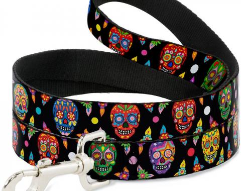 Dog Leash - Colorful Calaveras Black/Multi Color