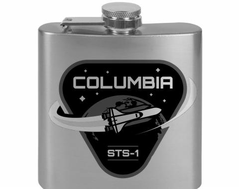 Stainless Steel Flask - 6 OZ - COLUMBIA STS-1 Space Shuttle Tonal Grays