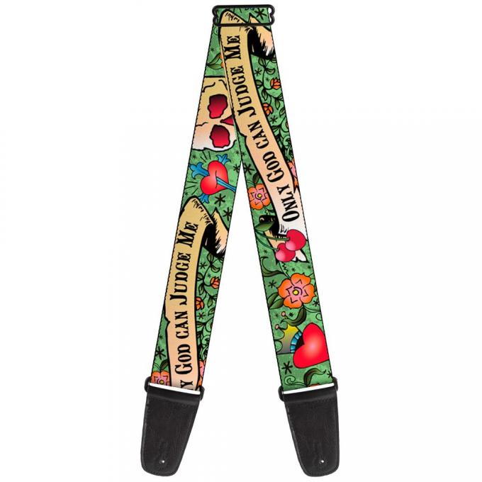 Guitar Strap - Only God Can Judge Me Green
