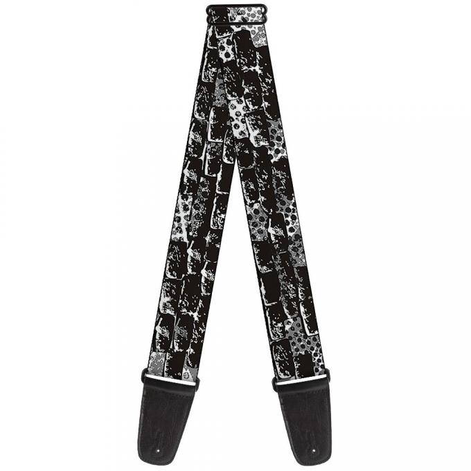 Guitar Strap - Grunge Bricks Black/White