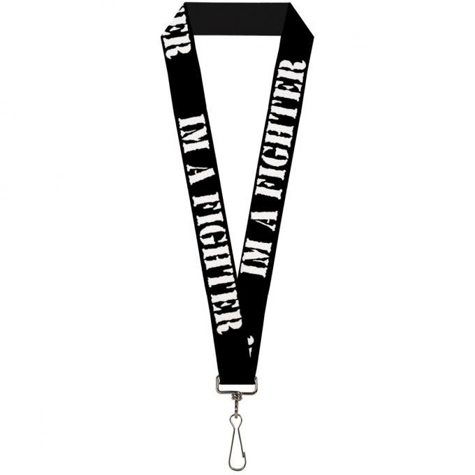 Buckle-Down Lanyard - I'm a Fighter Black/White