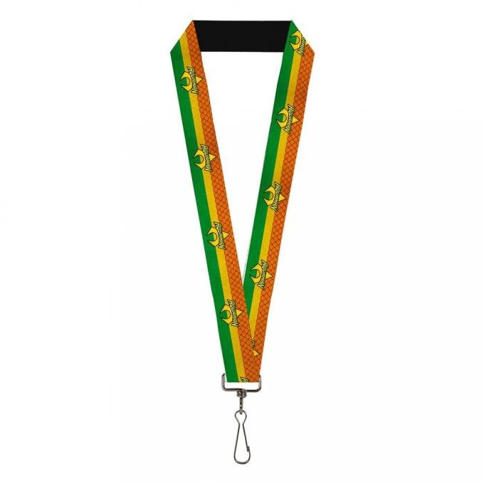 Lanyard - 1.0" - AQUAMAN Logo3 Scales/Stripe Orange/Yellow/Green