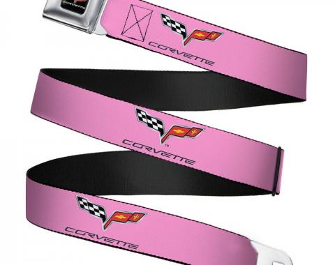 C6 Seatbelt Belt - C6 Logo REPEAT Pink/Black Webbing
