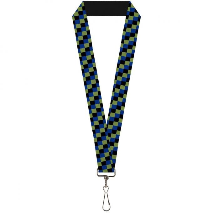 Buckle-Down Lanyard - Checker Trio Green/Black/Blue