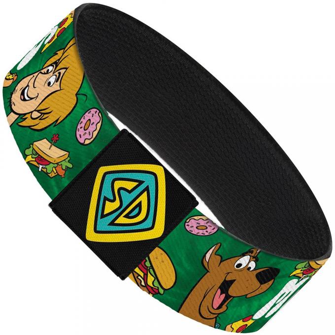 Elastic Bracelet - 1.0" - Scooby Doo & Shaggy MUNCHIES/Food Tie Dye Greens