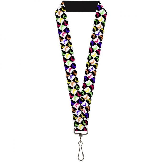 Buckle-Down Lanyard - Mud Flap Girl Diamonds Black/White/Multi Neon