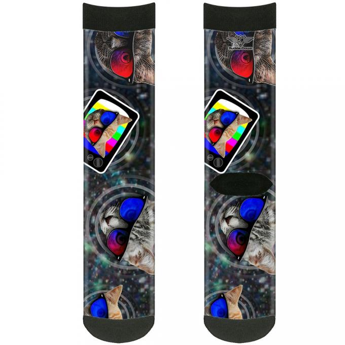 Sock Pair - Polyester - 3-D TV Cats in Space - CREW