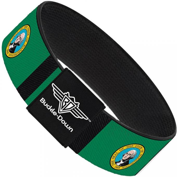 Buckle-Down Elastic Bracelet - Washington Flags/Black