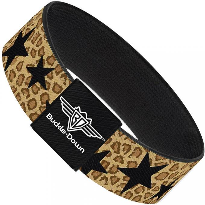 Buckle-Down Elastic Bracelet - Cheetah/Stars Tan/Black