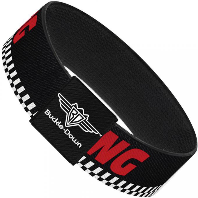 Buckle-Down Elastic Bracelet - RACING/Checker Black/White/Red