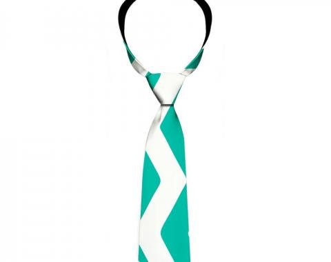 Buckle-Down Necktie - Chevron Stripe White/Teal