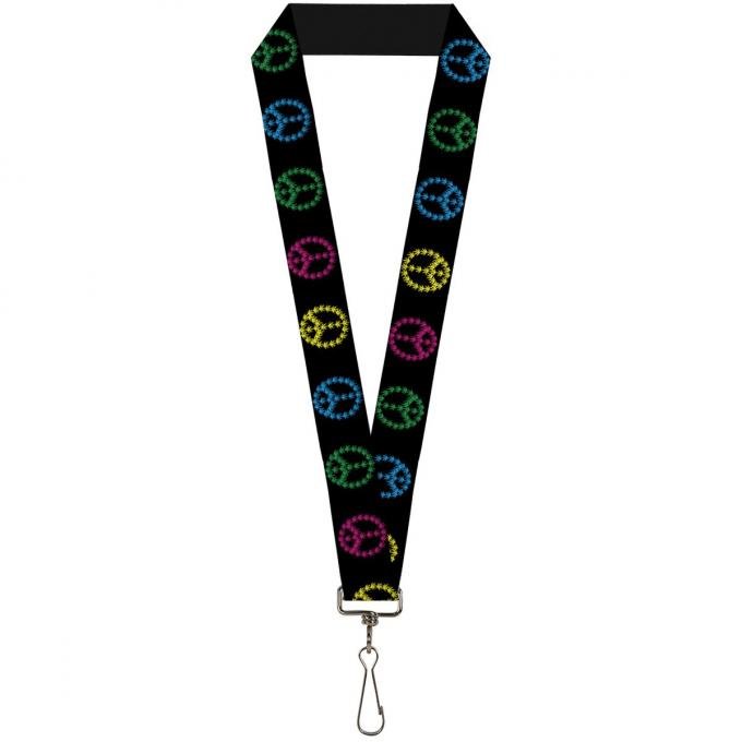 Buckle-Down Lanyard - Marijuana Peace Repeat Black/Multi Color