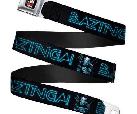 THE BIG BANG THEORY Full Color Black/White/Red Seatbelt Belt - Sheldon/BAZINGA! Black/Blue Glow Webbing