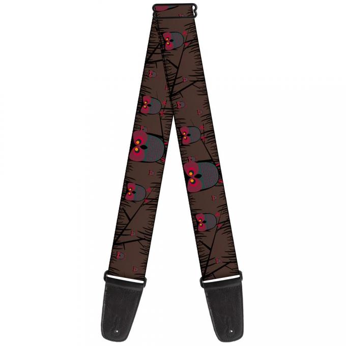 Guitar Strap - Owls in Trees Purple