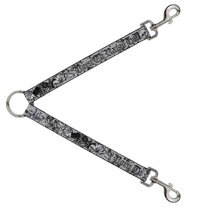 Dog Leash Splitter - Born to Raise Hell Black/White