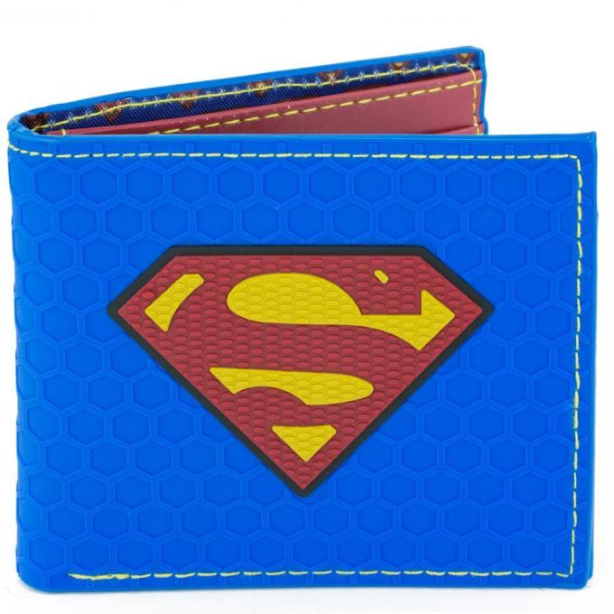 Rubber Wallet - Superman Icon + Text Badge