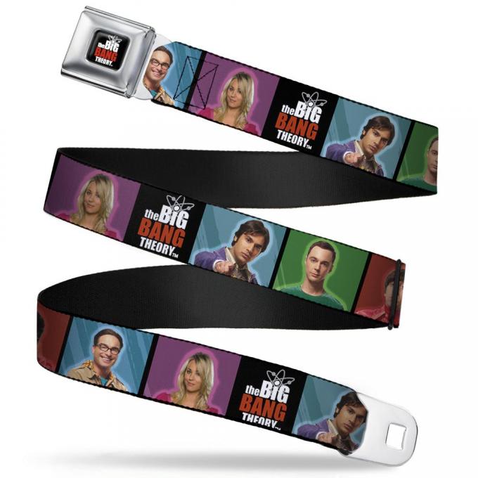 THE BIG BANG THEORY Full Color Black/White/Red Seatbelt Belt - The Big Bang Theory Character Blocks w/Logo Webbing