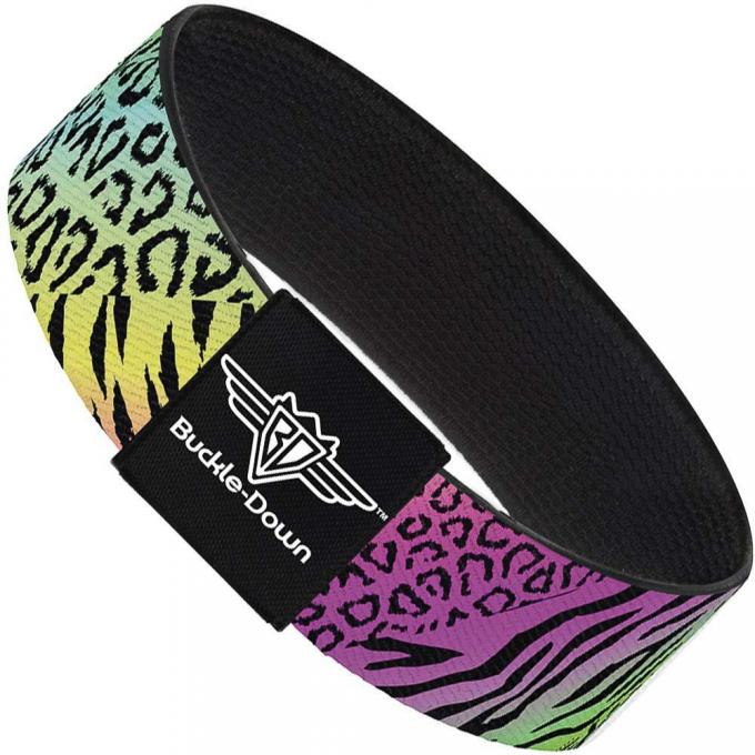 Buckle-Down Elastic Bracelet - Animal Skins Rainbow/Black