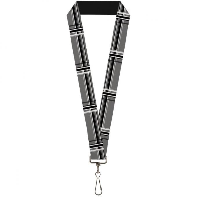 Buckle-Down Lanyard - Plaid Gray/Black/White
