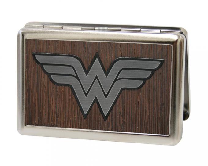 Business Card Holder - LARGE - Wonder Woman Logo Marquetry Black Walnut/Metal