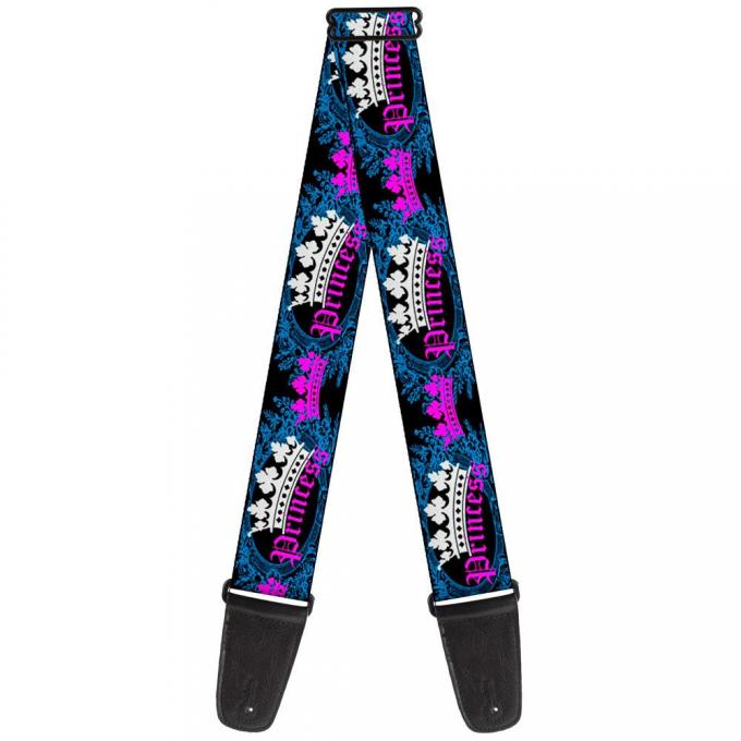Guitar Strap - Crown Princess Oval Black/Turquoise