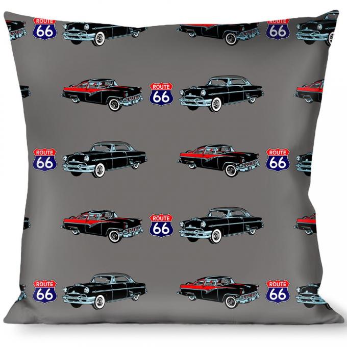 Buckle-Down Throw Pillow - Route 66 Classics Gray