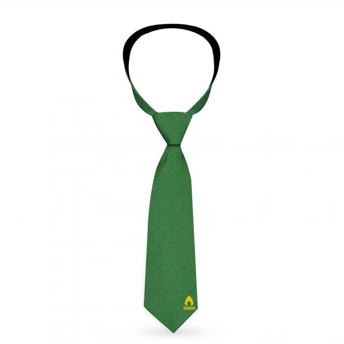 Necktie Standard - AQUAMAN Classic Icon Monogram Greens/Gold