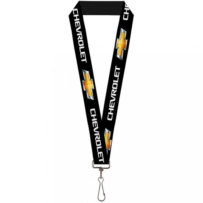 Lanyard - 1.0" - CHEVROLET/Bowtie Black/Gold/White REPEAT
