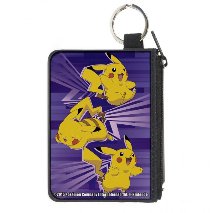 Canvas Zipper Wallet - MINI X-SMALL - 3-Pikachu Poses/Absract Purples