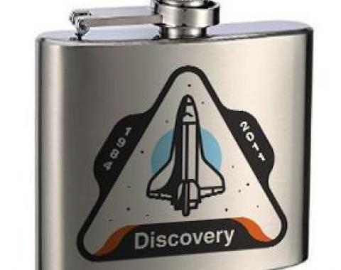 Stainless Steel Flask - 6 OZ - SPACE SHUTTLE DISCOVERY 1984-2011 Space Shuttle White/Gray/Blue/Orange