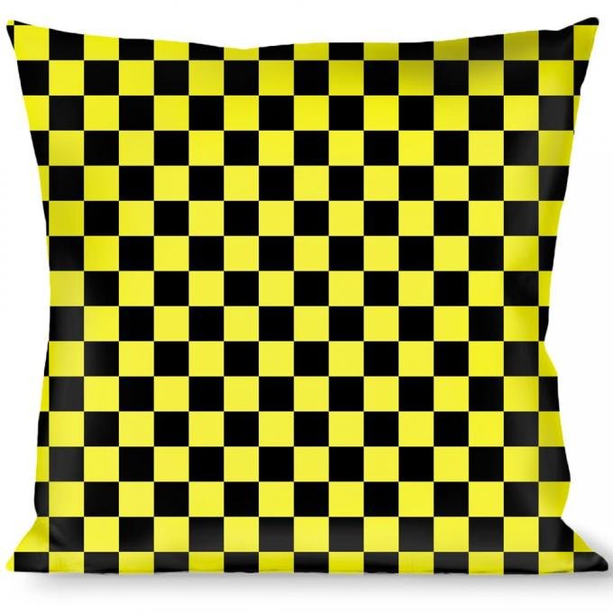 Buckle-Down Throw Pillow - Checker Black/Neon Yellow