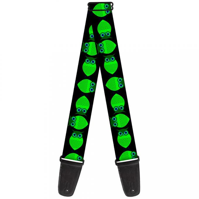 Guitar Strap - Owls Spin Black/Green