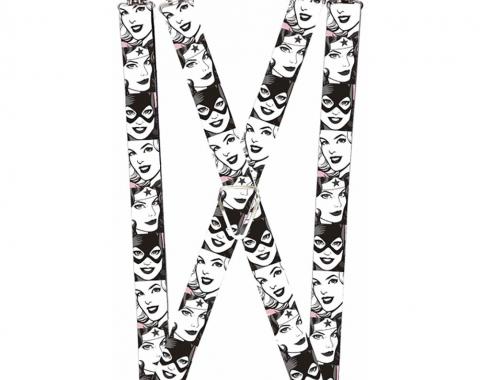 Suspenders - 1.0" - Batgirl/Supergirl/Wonder Woman Retro Panels Black/Pink/White