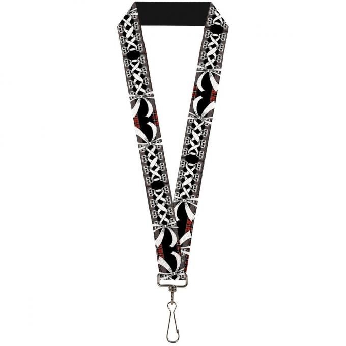 Buckle-Down Lanyard - Corset Lace Up w/Bow Red Plaid/Black