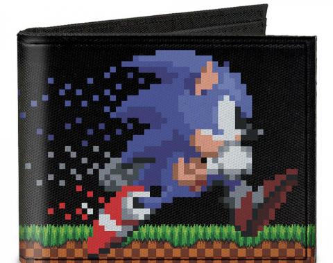 SONIC CLASSIC 
Canvas Bi-Fold Wallet - Sonic Running + Rings Pixelated
