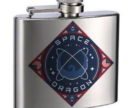 Stainless Steel Flask - 6 OZ - SPACEX DRAGON Dragon Blues/Reds/White