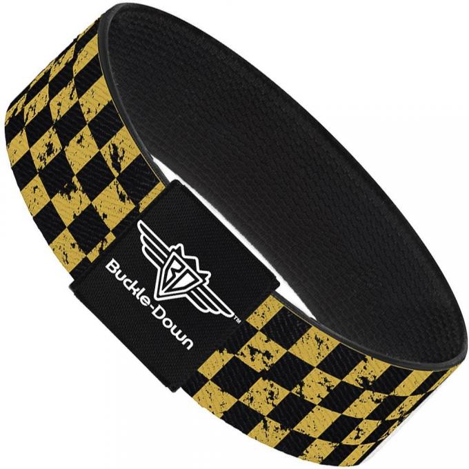 Buckle-Down Elastic Bracelet - Checker Weathered Black/Yellow