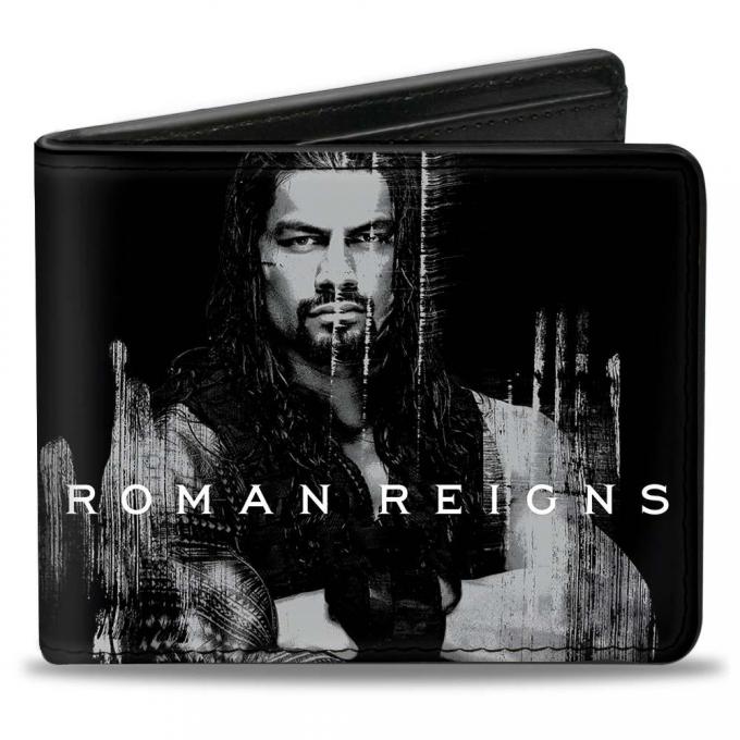 Bi-Fold Wallet - ROMAN REIGNS Weathered Pose3 + ONE VERSUS ALL Black/Grays/White/Blue