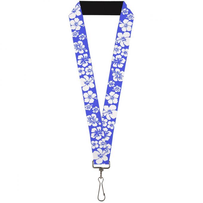 Buckle-Down Lanyard - Hibiscus Blue/White