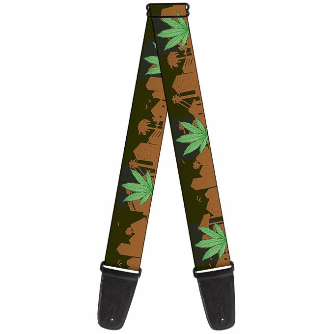 Guitar Strap - Marijuana Leaf Skyline