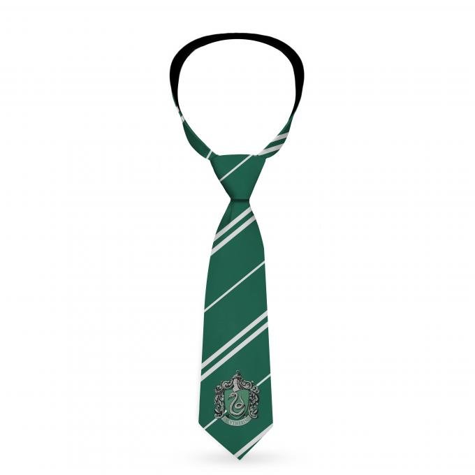 Necktie Standard - SLYTHERIN Crest/Stripe9 Green/Gray