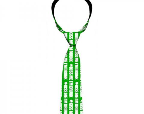 Buckle-Down Necktie - St. Pat's KISS ME I'M DRUNK/Shamrock Green/White