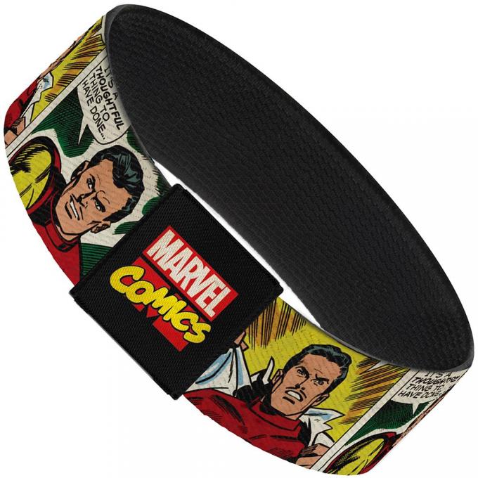 MARVEL COMICS 
Elastic Bracelet - 1.0" - Classic Tony Stark/Iron Man 3-Transformation Comic Blocks