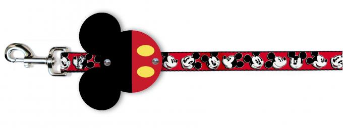 Dog Leash Cape - Mickey Mouse Head Black/Red/Yellow Cape + Mickey Mouse Expressions Red/Black/White