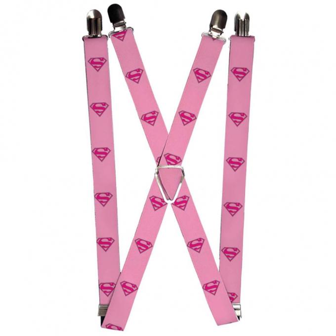 Suspenders - 1.0" - Superman Shield Pink