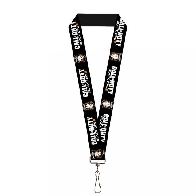 Lanyard - 1.0" - CALL OF DUTY-BLACK OPS III/Skull Icon Black/White/Orange