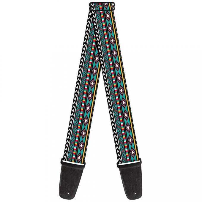 Guitar Strap - Geometric5 Gray/Teal/White/Pink/Yellow