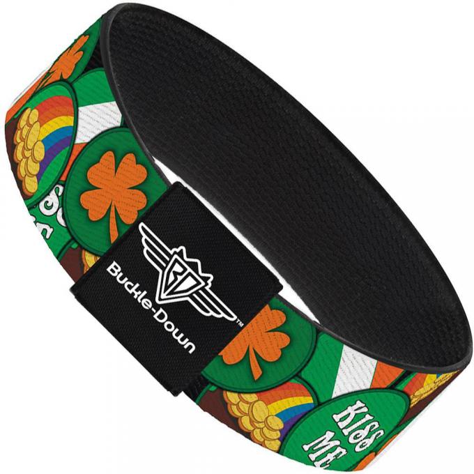 Buckle-Down Elastic Bracelet - St. Pat's 4-Buttons Stacked